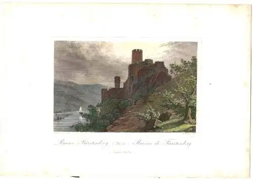 Colorierter Stahlstich „Ruine Fürstenberg“ von Emil Höfer nach Jakob Dielmann
