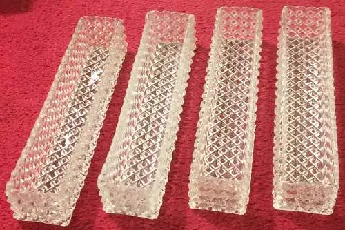 Vier rechteckige Glasschalen,handarbeit,19. jhdt.