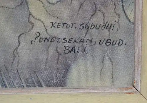 Gemälde,wohl Temperafarben, zwei Gänse,Ubud,Bali,sign.Ketut Subudhi, um 2000