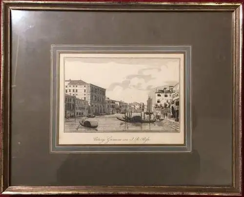 Stahlstich „Palazzo Grimani ora J. R. Poste“, unter Glas, gerahmt
