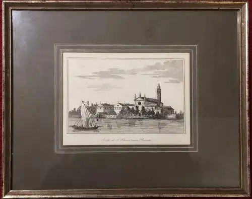 Stahlstich „Isola di S. Elena verso Ponente“, unter Glas, gerahmt