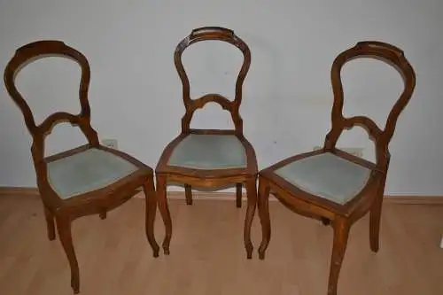 Möbel, 3 Stühle,Wiener Barock,wohl 1860,Nussbaum, guter Zustand
