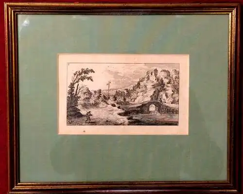 Kupferstich von Sébastien Le Clerc im Passepartout, gerahmt unter Glas
