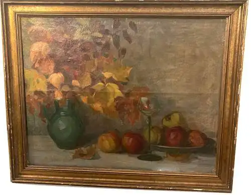 Ölbild/Gemälde, Blumen u. Obst Stilleben,unsigniert,gerahmt