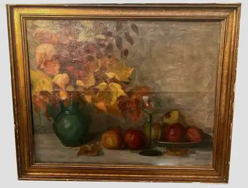 Ölbild/Gemälde, Blumen u. Obst Stilleben,unsigniert,gerahmt