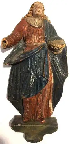 Holzgeschnitzte Madonna, farbig gefaßt, 18. Jahrhundert, beschädigt