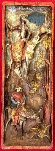 Don Quixote und Sancho Pansa, moderne Plastik aus farbig gefaßtem Holz