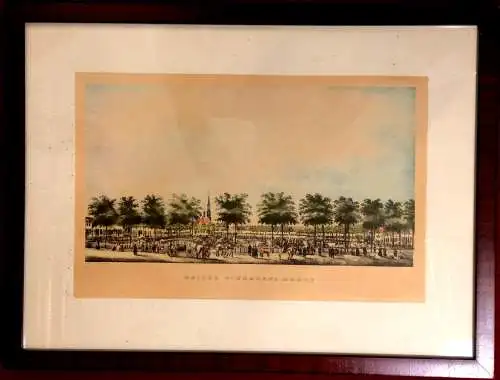 „HEIDER SONNABEND MARKT“ - Colorierte Lithographie, gerahmt unter Glas