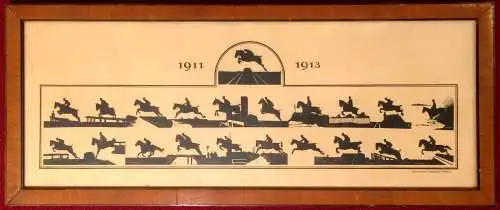 Lithographie m. Silhouetten deutscher Reiter zu Beginn des 20. Jhdt, SEHR SELTEN