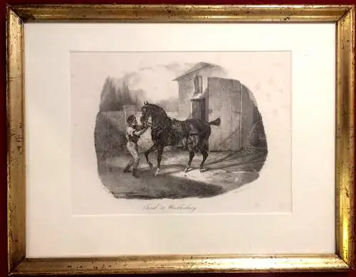 Lithographie „Cheval de Mecklembourg“ von G.  Engelmann nach Theodore Géricault