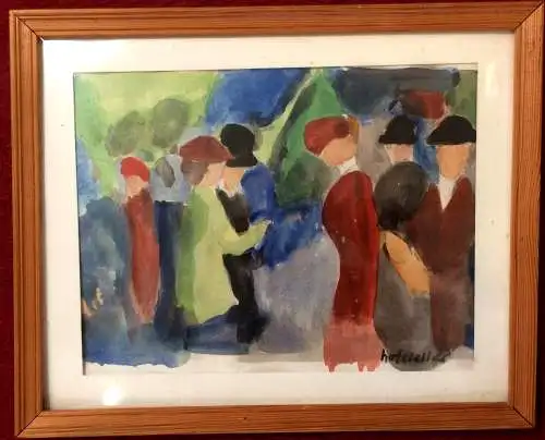 Aquarell Kopie nach August Macke, signiert Hofstaller, gerahmt unter Glas