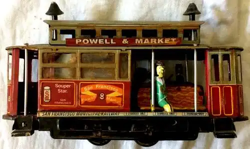 Modell einer alten Straßenbahn aus San Francisco, mechanisches Spielzeug