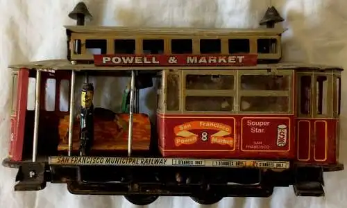 Modell einer alten Straßenbahn aus San Francisco, mechanisches Spielzeug