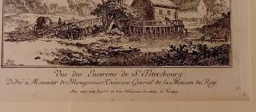 Radierung, Vue des Environs St.Peterburg,Jean Baptiste Le Prince,gerahmt