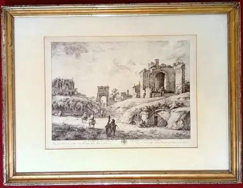 Radierung, Blick a.d. Sonnentempel  d.Herzog v. Rochefoucault, J.J. de Boissieu