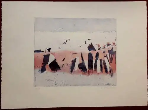 Moderne abstrakte Farbradierung auf Büttenpapier, signiert, 12/50