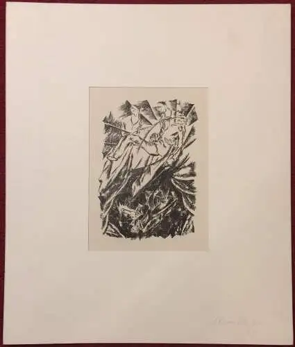 Lithographie ohne Titel von Willi Geiger im Passepartoutrahmen