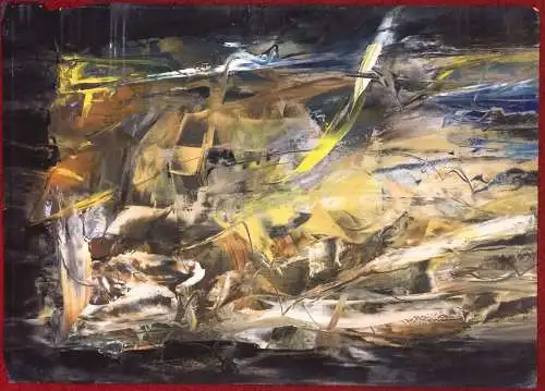 Abstraktes Ölgemälde von Bernhard Brodda auf Papier