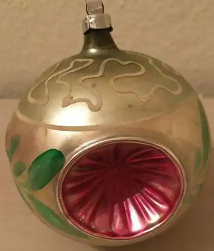 Baumschmuck,Weihnachten, Kugel, mehrfarbig, bemalt,Glas,ca.1960,zum Aufhängen