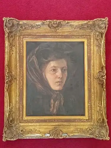 Gemälde, Öl auf Platte,Portrait einer Dame , wohl vor 1900,unsigniert,gerahmt