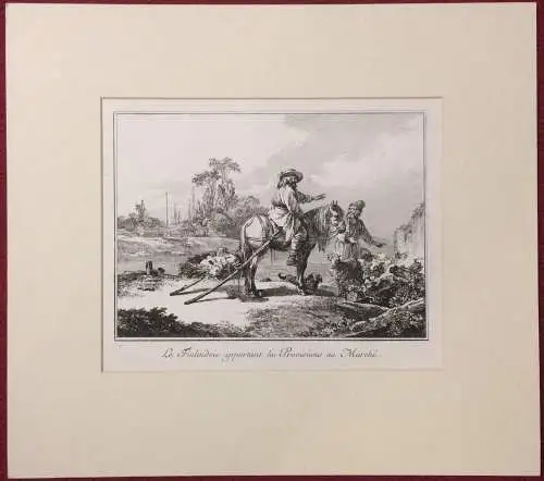 Radierung „Le Filindois apportant les Provisions au Marché“ von J-B. Le Prince