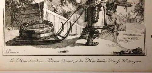 Radierung „Le Marchands de Poisson Vivant, et les Marchands d'Oeufs d'Esturgeon“