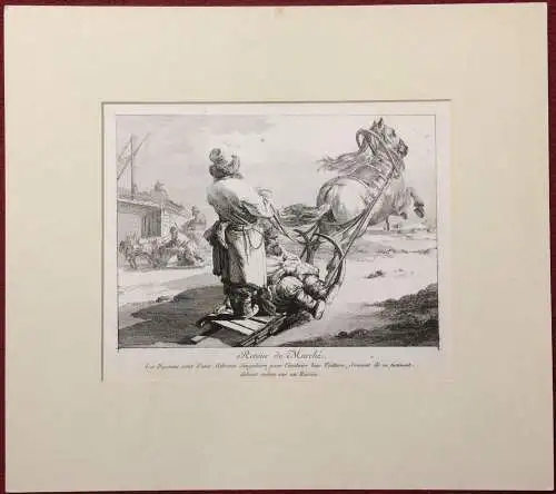 Radierung „Retour du Marché“ von Jean-Baptiste Le Prince