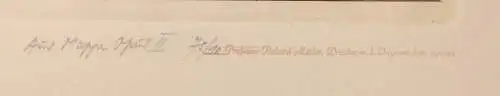 Radierung „Todeskampf“ von Richard Müller, monogrammiert „R. M. 1913“