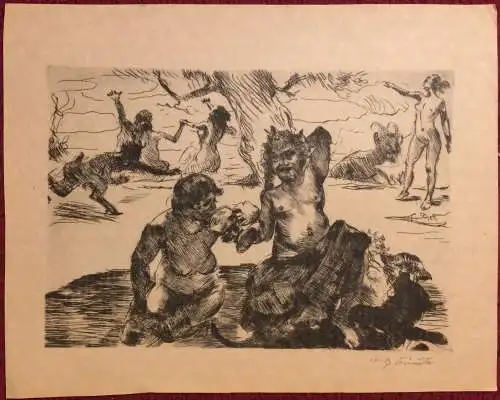 Druck,Kopie, Kaltnadelradierung „Bacchus“ von Lovis Corinth, 1919