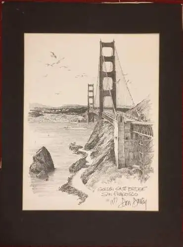 Lithographie „GOLDEN GATE BRIDGE SAN FRANCISCO 1977“ von Don Davey