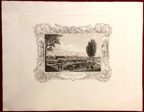 Stahlstich „Der Kanalhafen von Nürnberg gegen Nord-Ost“ von Alexander Marx