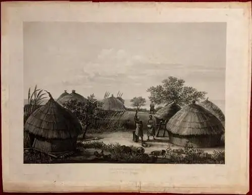 Radierung „VILLAGE DE BEL-AIR sur la Côte d'Afrique“ von Sigismond Himely