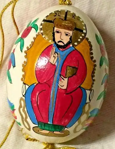 Wunderschönes bemaltes Ei, Osterei, Osterdekoration mit Bibel-Motiv