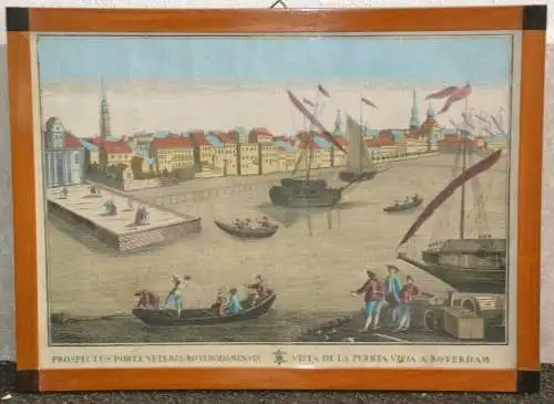 Kupferstich,koloriert,18.Jhdt,Hafen v.Rotterdam,gerahmt, 