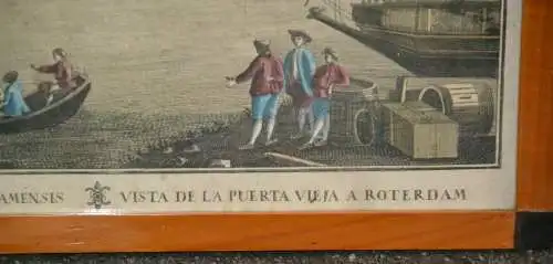 Kupferstich,koloriert,18.Jhdt,Hafen v.Rotterdam,gerahmt, 