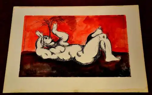 Lithografie,liegender Akt,ähnl. Picasso