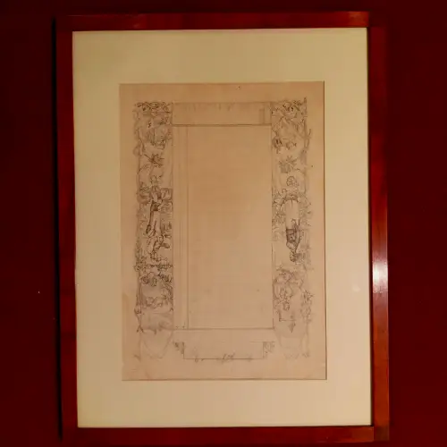 Bleistiftzeichnung,Speisekarte, Eugen Neureuther, 19.Jhdt
