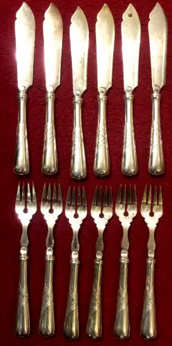 12-teiliges versilbertes Fischbesteck von WMF