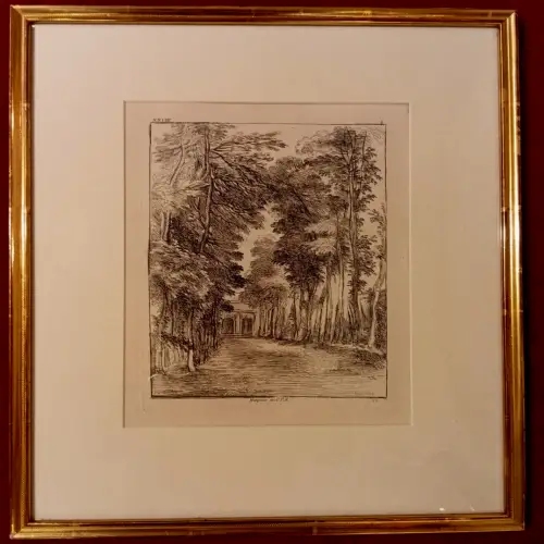 Radierung,Weg mit Bäumen, Gabriel Huquier,nach A. Watteau von Francois Boucher