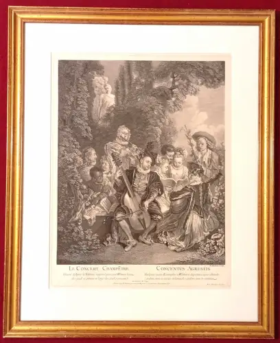 Rad.u.Kupferstich,Le Concert Champetre-Das ländliche Konzert,bez.,gerahmt,Audran