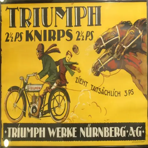 Altes Werbeplakat für das Motorrad „TRIUMPH KNIRPS“