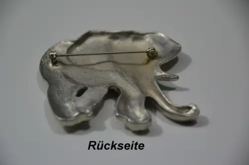 Anstecker aus Metall, Relief eines Elefanten, versilbert