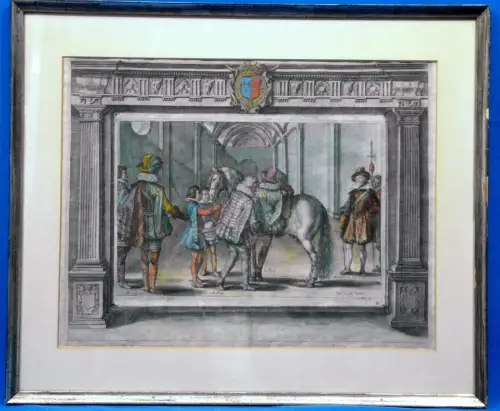 Kupferstich koloriert, Crespijn de Passe II, Maneige Royal, de Pluviel, ca. 1620