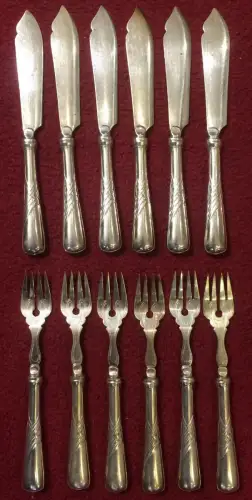 12-teiliges versilbertes Fischbesteck von WMF