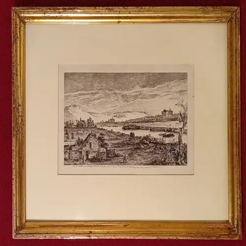J. J.de Boissieu (1764) Radierung,Vue aux Chateau Madrid Maison Royale