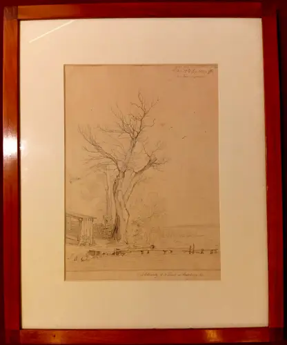 Bleistiftzeichnung,Carl August Lebschée,Insel im Starnbergersee,1827,bez.