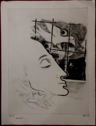 Radierung von Willi Geiger, 1967, signiert, 20/XX