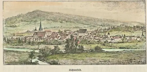 Lichtenfels – Colorierter Holzstich im Passepartout