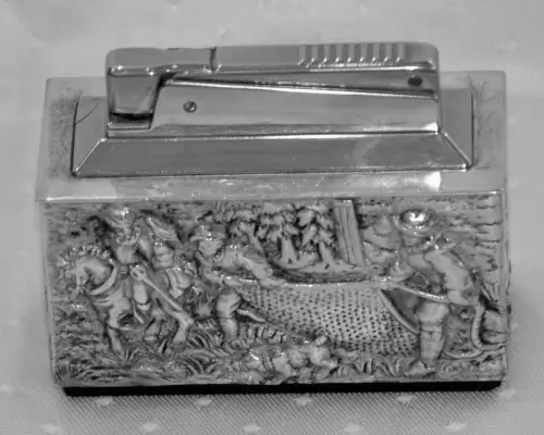 Feuerzeug,Gas,Karl Wieden,Solingen, Germany,massive Silberummantelung