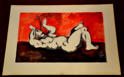 Lithografie,liegender Akt,ähnl. Picasso